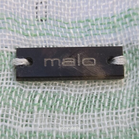 Malo Linen Scarf Green White Stripes Italy - Picture 14 of 14